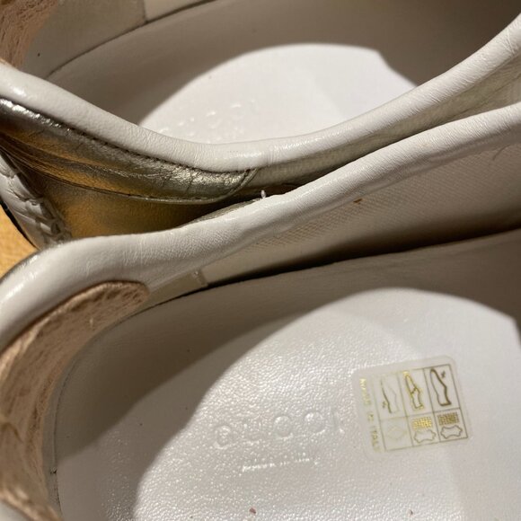 GUCCI - GG Sneaker, silver/white Size 38.5 (size 8 US) - Picture 6 of 9